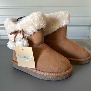 Thereabouts Kids Brown Boots with Faux Fur Trim
